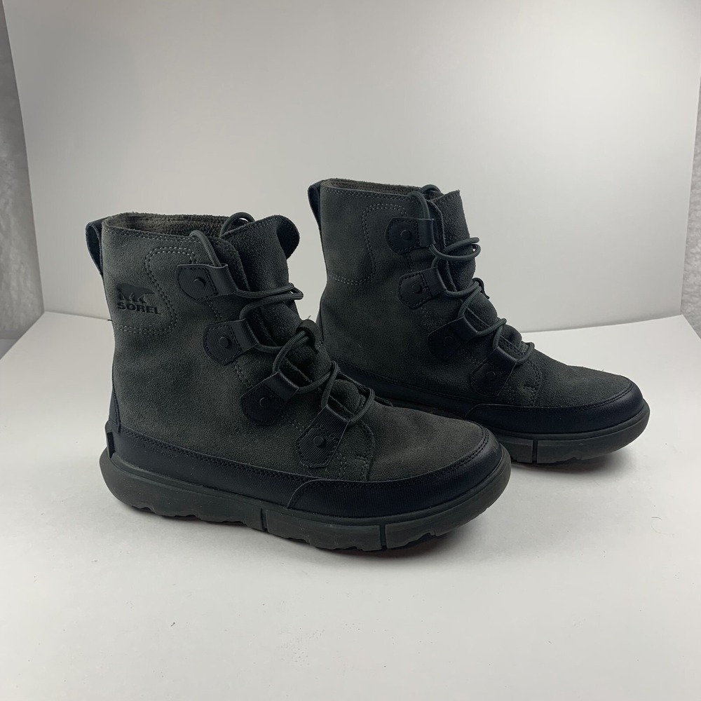 Sorel Explorer 1977211010 Boots Mens 8.5 Black Jet Suede Lace Up Waterproof 8060